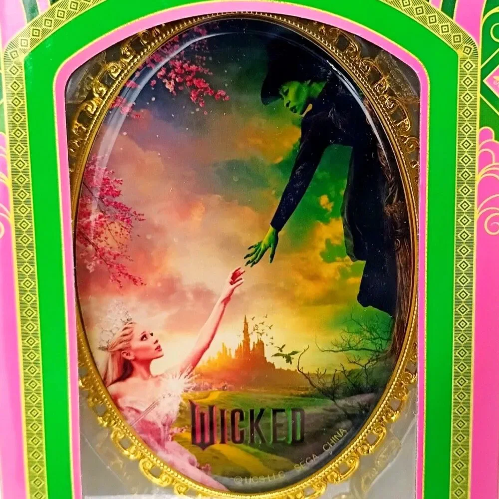 RARE Wicked Movie Japanese Glass Hand Mirror Stand Metal Gold Glinda Elphaba NEW - Picture 4 of 7